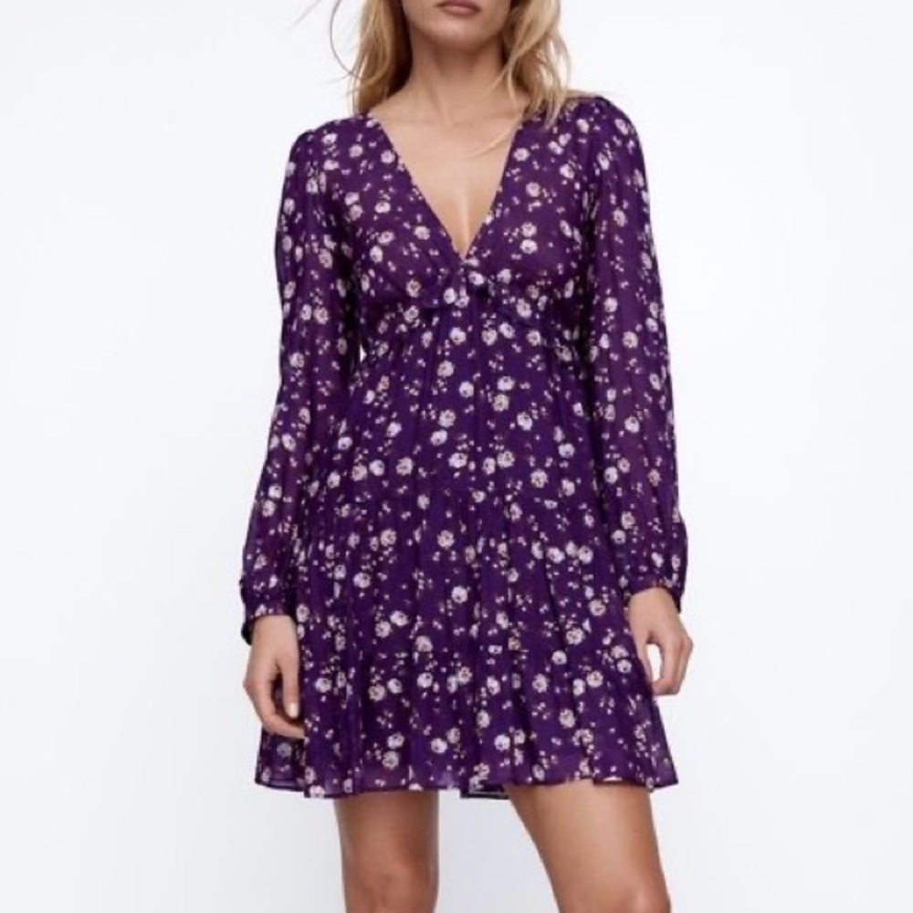 Zara Purple Floral Dress